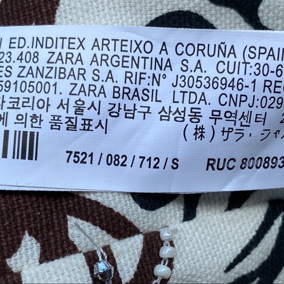 NWOT. Zara Cream/Ecru Printed Jewel High Waisted Shorts. Size S. - Picture 5 of 7